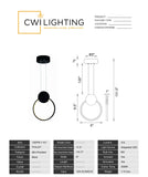 1297P8-1-101 Pulley 8 in LED Black Mini Pendant