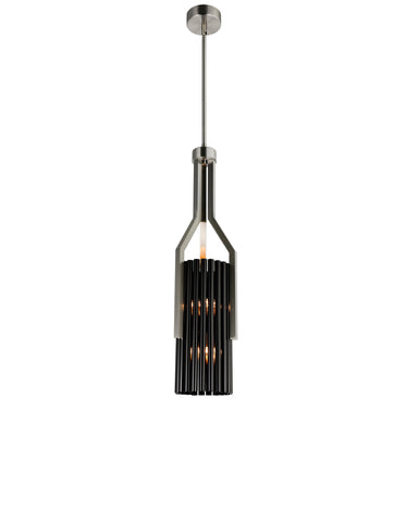 1583P8-6-612 Fermont 6 Light Satin Nickel and Pearl Black Mini Pendant