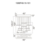 1588P48-10-101 Stagger Integrated LED Black Chandelier