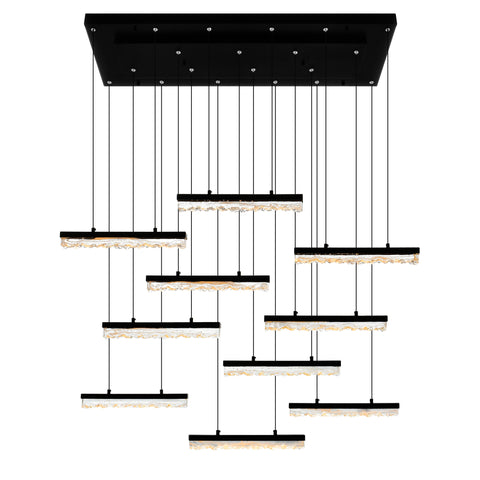 1588P48-10-101 Stagger Integrated LED Black Chandelier