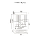 1588P48-10-624 Stagger Integrated LED Brass Chandelier