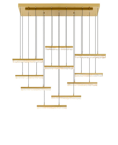 1588P48-10-624 Stagger Integrated LED Brass Chandelier