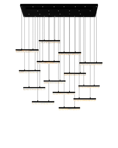 1588P60-14-101 Stagger Integrated LED Black Chandelier