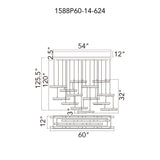 1588P60-14-624 Stagger Integrated LED Brass Chandelier