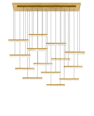 1588P60-14-624 Stagger Integrated LED Brass Chandelier