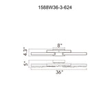 1588W36-3-624 Stagger Integrated LED Brass Vanity Light