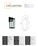 1695W6-1-101 Windsor 1 Light Black Outdoor Wall Light