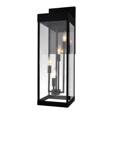 1695W8-4-101 Windsor 4 Light Black Outdoor Wall Light