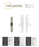 1702W24-101 Fiji Integrated LED Black Outdoor Wall Light