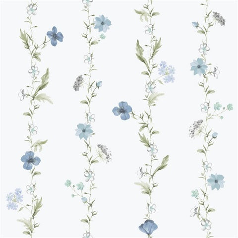 1902-1 Vertical Garden Blue Wallpaper
