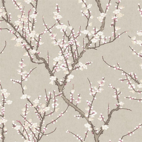1903-3 Sakura Tree Floral Beige Wallpaper
