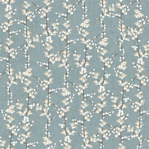 1904-1 Sakura Row Blue Wallpaper