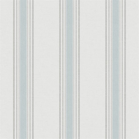 1909-1 Stripes White Aqua Wallpaper