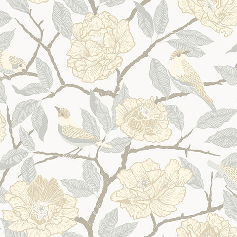 4143-34022 Bernadina Light Yellow Rosebush Wallpaper