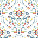4066-26512 Britt Multicolor Embroidered Damask Wallpaper