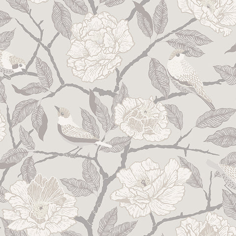 4143-34021 Bernadina Grey Rosebush Wallpaper