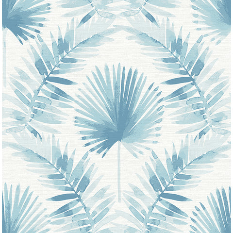 4121-26916 Calla Blue Painted Palm Wallpaper