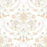 4066-26514 Britt Peach Embroidered Damask Wallpaper
