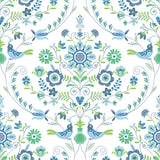 4066-26511 Britt Sapphire Embroidered Damask Wallpaper