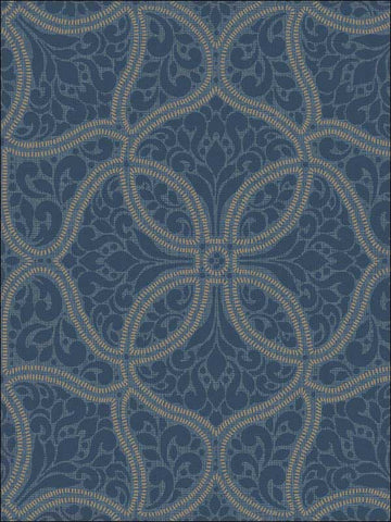 2010702 Geometric Leaf Scroll Metallic Wallpaper