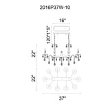 2016P37C-10 Flawless 10 Light Up Chandelier With Chrome Finish