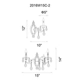 2016W15C-2 Flawless 2 Light Wall Sconce With Chrome Finish