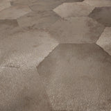 Z80009 Philipp Plein Geometric Hexagon brown bronze metallic wallpaper faux cow hide skin textured 3D