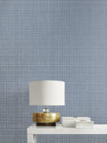2231902 Crosshatch Linen Metallic Slate Blue Wallpaper 
