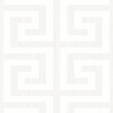 2232000 Greek Key Metallic Pearl Ivory Wallpaper 