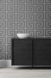 2232002 Greek Key Metallic Silver Earl Gray Wallpaper 