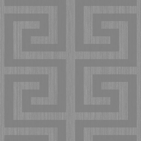 2232002 Greek Key Metallic Silver Earl Gray Wallpaper 
