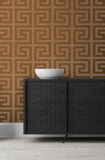 2232006 Greek Key Metallic Terra Cotta Wallpaper
