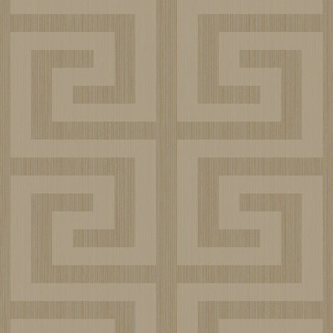 2232007 Greek Key Khaki Metallic Champagne Wallpaper 