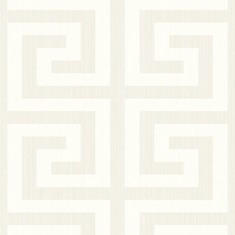 2232013 Greek Key Metallic Pearl Cream Wallpaper