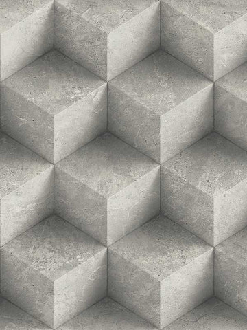 IR70800 Geometric 3D Concrete Diamonds Wallpaper