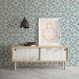 2540-24046 Florentine Blue Tile Wallpaper