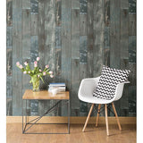 2540-24053 Deena Blue Distressed Wood Wallpaper
