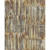  2540-24063 Patina Panels Copper Metal Wallpaper