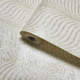 2540 Ivory off white beige cream Natural Terra Mica Stone art deco feather Wallpaper
