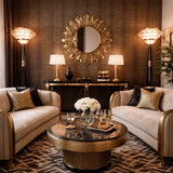 2556 Emerald green copper bronze Natural Terra Mica Stone art deco feather Wallpaper