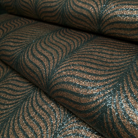2556 Emerald green copper bronze Natural Terra Mica Stone art deco feather Wallpaper
