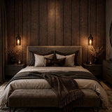 2557 Black copper bronze Natural Terra Mica Stone art deco feather pattern Wallpaper