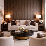 2557 Black copper bronze Natural Terra Mica Stone art deco feather pattern Wallpaper