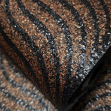 2557 Black copper bronze Natural Terra Mica Stone art deco feather pattern Wallpaper