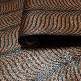 2557 Black copper bronze Natural Terra Mica Stone art deco feather pattern Wallpaper