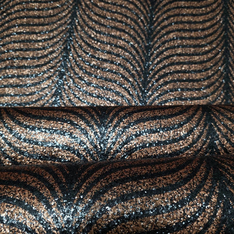 2557 Black copper bronze Natural Terra Mica Stone art deco feather pattern Wallpaper