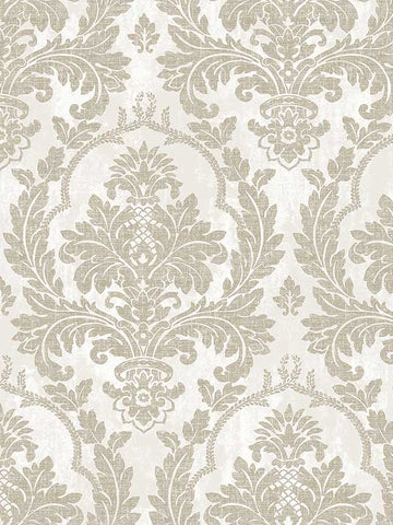 25712 Damasco Platino Cream Brown Wallpaper