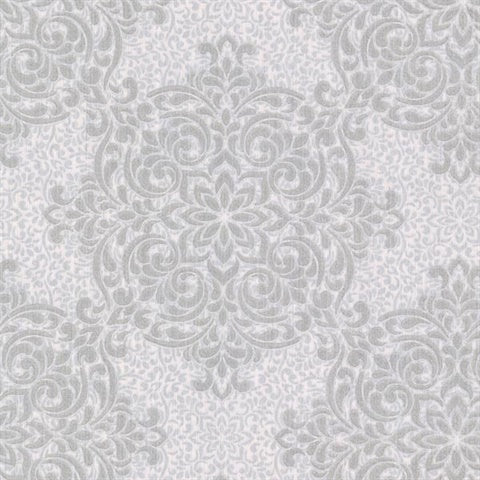 2603-20903 Gabrielle Silver Lace Feature Wallpaper 