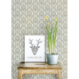 2657-22229 Lulu Dark Green Damask Wallpaper
