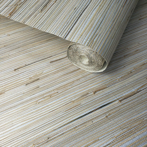 2693-30273 Light gray Beige Real Natural Grasscloth Wallpaper grass cloth wallcovering